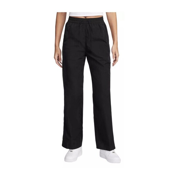 NIKE Windrunner High-Waisted Woven Open-Hem Pants Size XS Black NEW FV7655-010 - Picture 1 of 15